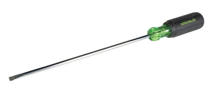Destornillador de punta plana con vástago redondo de 3/16 pulg. x 8 pulg. Greenlee - Herramientas Manuales