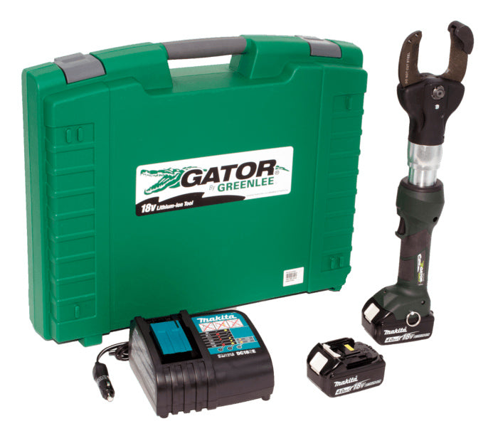 Cortador de 2 pulg. con dos baterías de 4,0 Ah de 120 V de cargador y estuche Greenlee - Terminación de Cables