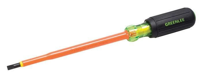 Destornillador aislado de punta recta de 3/16 pulg. x 6 pulg. Greenlee - Herramientas Manuales