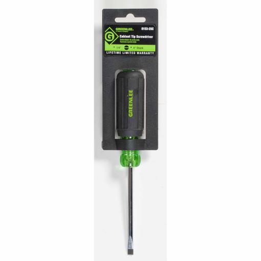 Destornillador de punta plana con vástago redondo de 1/4 pulg. x 4 pulg. Greenlee - Herramientas Manuales