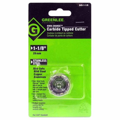 Cortador de punta de carburo para orificios de 1-1/8 pulg. de cambio rápido Greenlee - Sacabocados