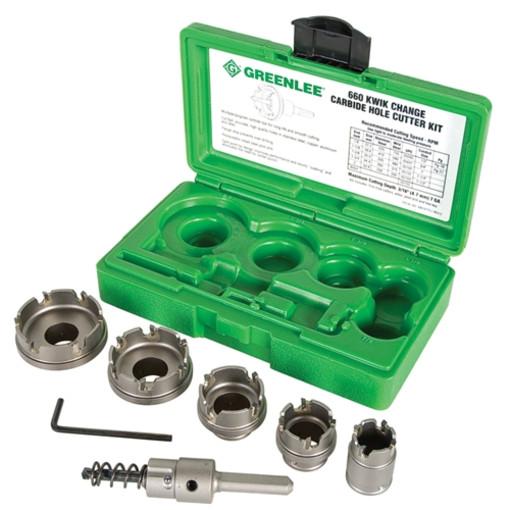 Kit de corte con puntas de carburo de cambio rápido de 5 piezas Greenlee - Sacabocados