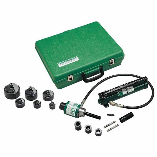 Kit de sacabocado hidráulico, 11 toneladas con bomba manual y Slug-Buster de 1/2 pulg. a 2 pulg. Greenlee - Sacabocados