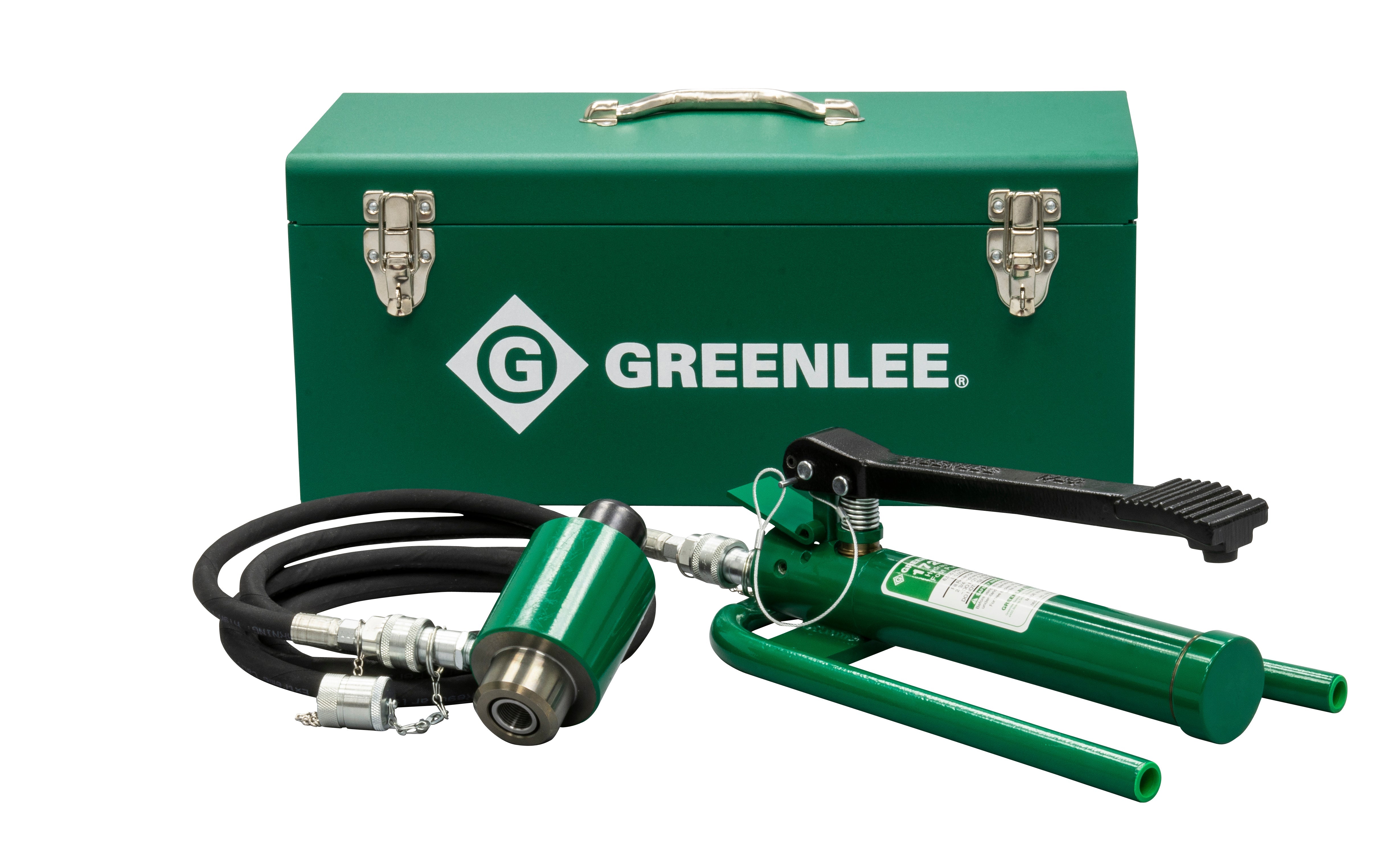 Juego de llaves con bomba de pie hidráulica Greenlee - Sacabocados