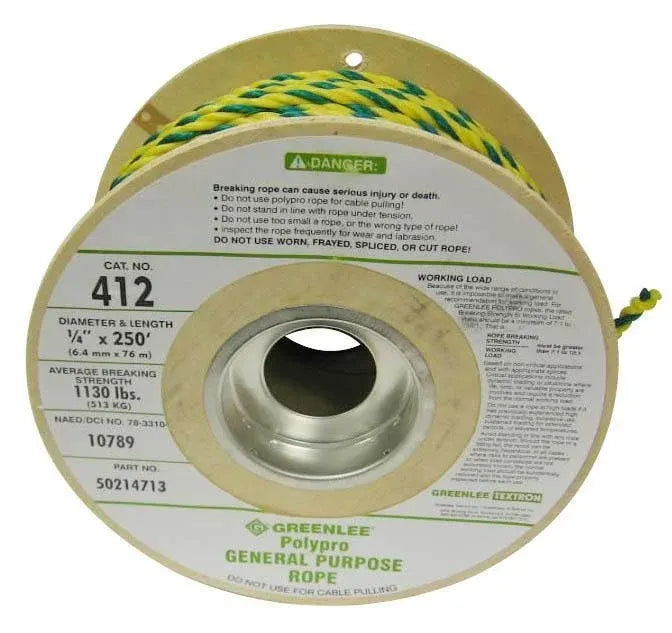 Cuerda de polipropileno para usos generales de 1/4 pulg. x 250 pies Greenlee - Pasacables y Traccionadores