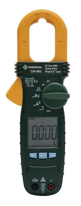 Pinza amperimétrica CA RMS verdadero, 1000 Voltios, 1000 Amperes, calibrada Greenlee - Prueba y Medición