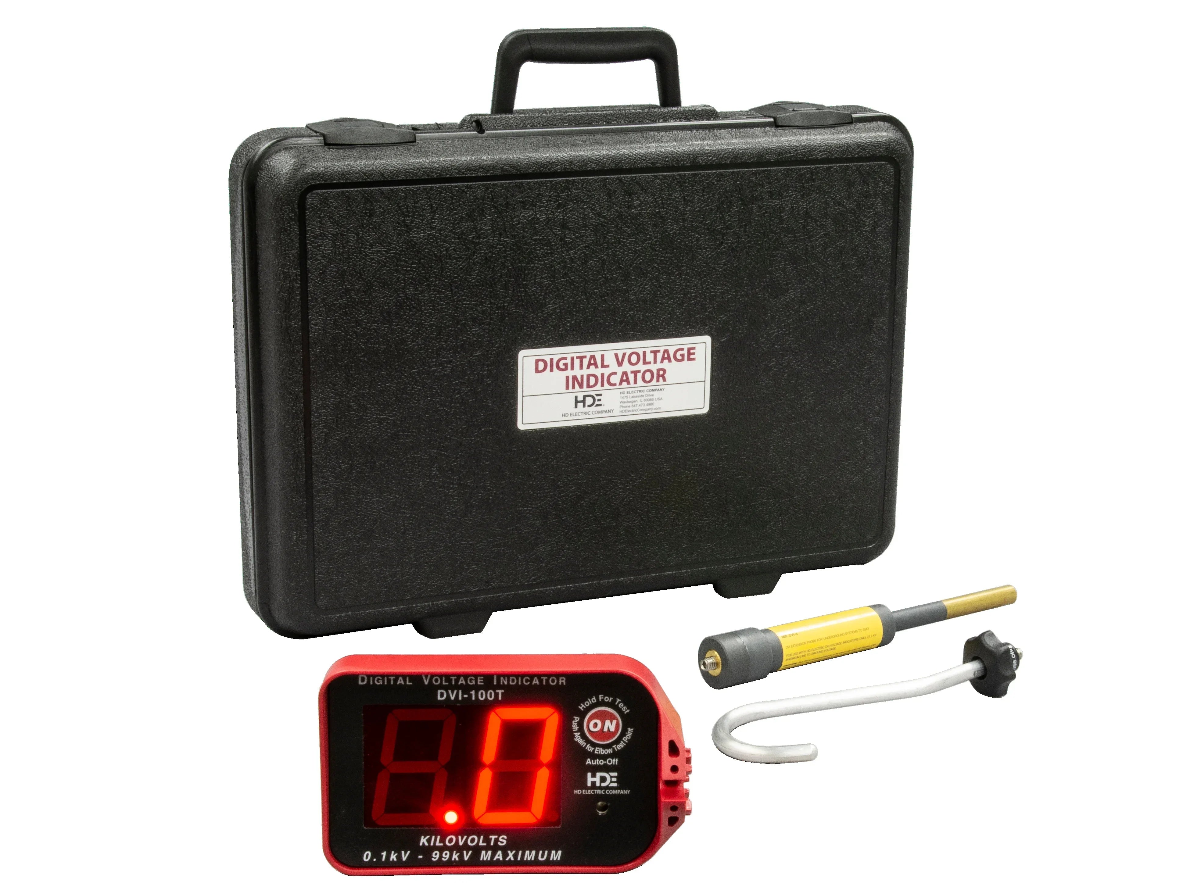 Indicador digital de voltaje con punto de prueba de 100 kV de kit OH/UG 1 Greenlee - Prueba y Medición