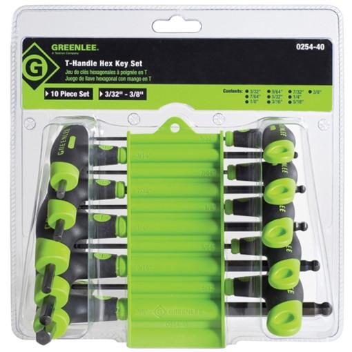 Greenlee 0254-40 10 Pc mango en T Juego de llaves hexagonales