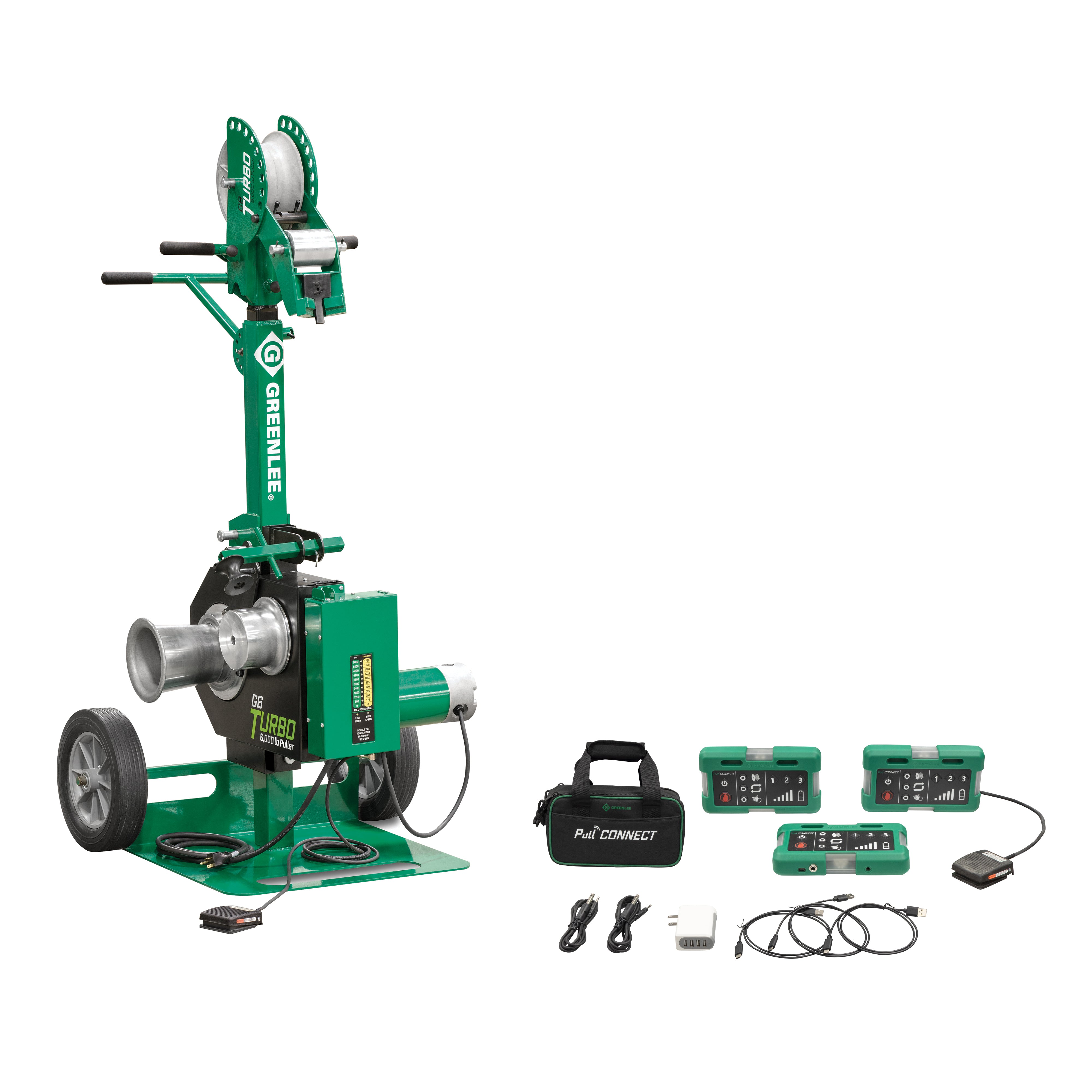Traccionador de cables G6 Turbo�� de 6,000 lb con kit Pull Connect Greenlee - Pasacables y Traccionadores