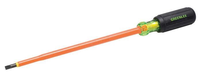 Destornillador aislado de punta recta de 3/16 pulg. x 8 pulg. Greenlee - Herramientas Manuales