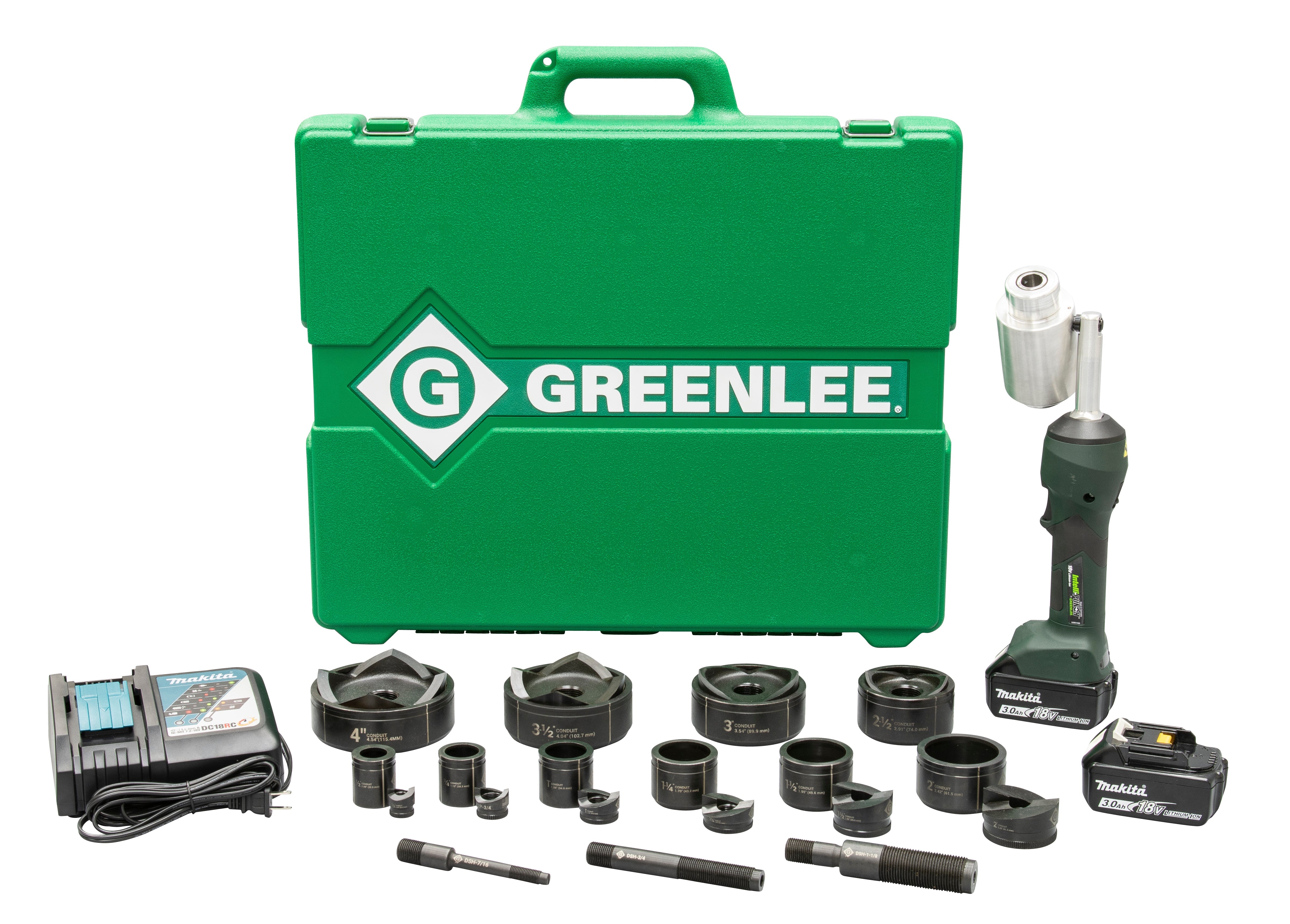 Kit de sacabocados hidráulicos a batería de 11 ton Intelli-Punch�� con Slug-Buster® 1/2 pulg - 4 pulg Greenlee - Sacabocados