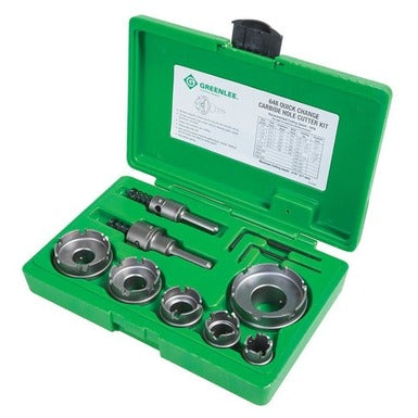 Juego de cortadores de orificios de punta de carburo de cambio rápido, 8 piezas (7/8 pulg. - 2-1/2... Greenlee - Sacabocados