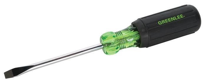 Destornillador de punta plana con vástago redondo de 1/4 pulg. x 4 pulg. Greenlee - Herramientas Manuales