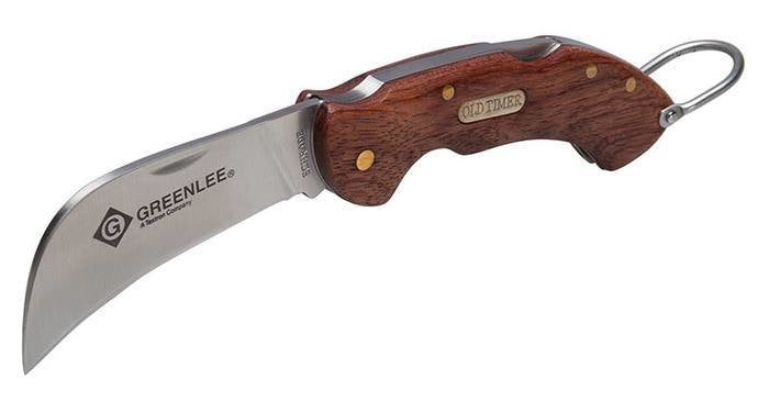 Navaja de bolsillo tipo pico de halcón con mango de madera Greenlee - Herramientas Manuales