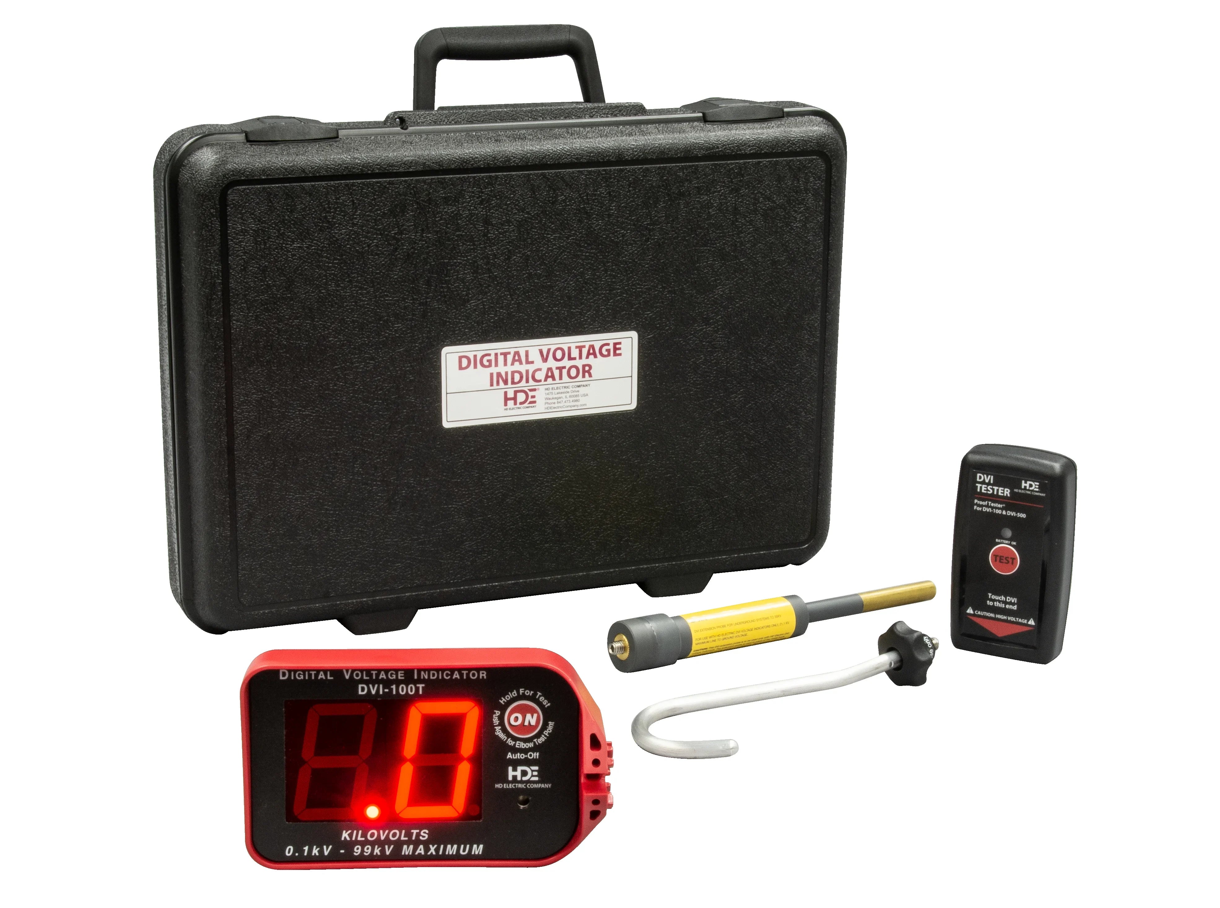 Indicador digital de voltaje con punto de prueba de 100 kV de kit OH/UG 2 Greenlee - Prueba y Medición